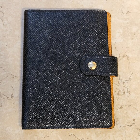 VINTAGE SAKS 5th AVENUE BLACK ITALIAN LEATHER NOTEBOOK NOTEPAD HOLDER BOOKLET - Picture 1 of 7